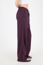 Mor Beli Lastikli Wide Leg Pantolon