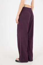 Mor Beli Lastikli Wide Leg Pantolon