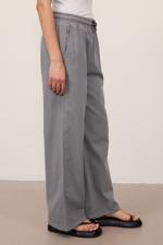 Gri Beli Lastikli Wide Leg Pantolon