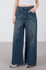 Yeşil Normal Bel Wide Leg Jean Pantolon