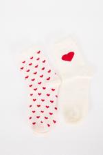 Renkli Kalpli İkili Soket Çorap