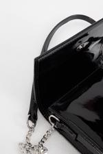 Siyah Çapraz Askılı Rugan Mini Çanta