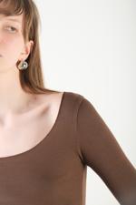 Kahverengi Uzun Kollu Modal Bluz