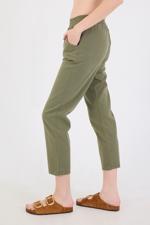 Yeşil Beli Lastikli Cepli Pantolon