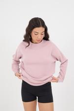 Pembe Bisiklet Yaka Uzun Kollu Modal Sweatshirt