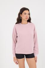 Pembe Bisiklet Yaka Uzun Kollu Modal Sweatshirt