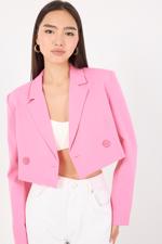 Bej Crop Blazer Ceket