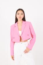 Bej Crop Blazer Ceket