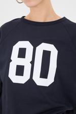 Lacivert 80 Sayı Baskılı Uzun Kollu T-Shirt