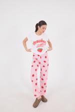 Bej STRAWBERRY MİLK Yazılı Pijama Takımı