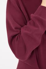 Bordo Dik Yaka Yarım Fermuarlı Modal Sweatshirt