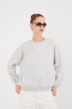 Bej Bisiklet Yaka Şardonlu Basic Sweatshirt