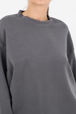 Siyah Bisiklet Yaka Oversize Modal Sweatshirt