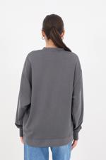 Siyah Bisiklet Yaka Oversize Modal Sweatshirt