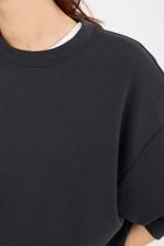 Siyah Bisiklet Yaka Oversize Modal Sweatshirt