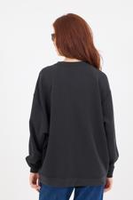 Siyah Bisiklet Yaka Oversize Modal Sweatshirt