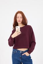 Bordo Bisiklet Yaka Basic Modal Sweatshirt