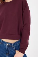 Bordo Bisiklet Yaka Basic Modal Sweatshirt