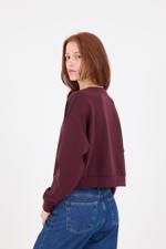 Bordo Bisiklet Yaka Basic Modal Sweatshirt