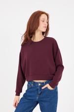 Bordo Bisiklet Yaka Basic Modal Sweatshirt