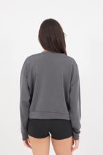 Siyah Bisiklet Yaka Basic Modal Sweatshirt