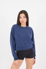 Lacivert Bisiklet Yaka Basic Modal Sweatshirt