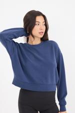 Lacivert Bisiklet Yaka Basic Modal Sweatshirt