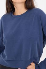 Lacivert Bisiklet Yaka Basic Modal Sweatshirt