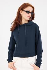 Lacivert Kapüşonlu Modal Sweatshirt