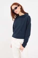 Lacivert Kapüşonlu Modal Sweatshirt