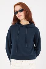 Lacivert Kapüşonlu Modal Sweatshirt