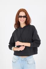 Siyah Kapüşonlu Modal Sweatshirt