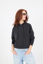 Siyah Kapüşonlu Modal Sweatshirt