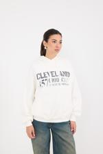 Beyaz Önü Ve Arkası Baskılı Şardonlu Sweatshirt