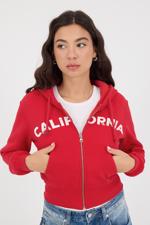 Kırmızı CALIFORNIA Yazılı Şardonlu Sweatshirt