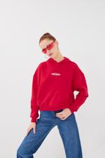 Kırmızı Sorry About That Yazılı Şardonlu Sweatshirt