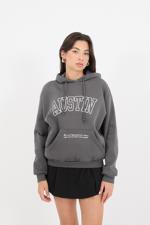 Siyah AUSTIN Yazılı Şardonlu Sweatshirt