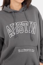 Siyah AUSTIN Yazılı Şardonlu Sweatshirt