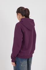 Mor Kapüşonlu Şardonlu Basic Sweatshirt