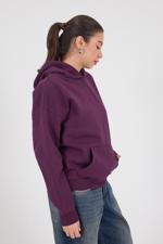 Mor Kapüşonlu Şardonlu Basic Sweatshirt