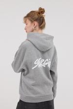 Gri STAR GİRL Yazılı Şardonlu Sweatshirt