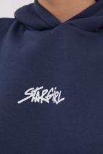 Lacivert STAR GİRL Yazılı Şardonlu Sweatshirt