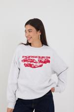 Bej PORSCHE Baskılı Şardonlu Sweatshirt