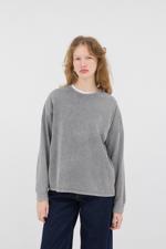 Gri Bisiklet Yaka Soluk Efektli Basic Sweatshirt