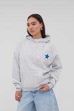 Bej Önü Ve Arkası Yıldız Baskılı Şardonlu Sweatshirt