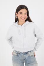 Bej Şardonlu Fermuarlı Sweatshirt