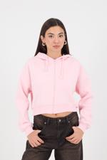 Pembe Şardonlu Fermuarlı Sweatshirt