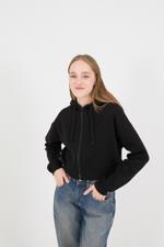 Siyah Şardonlu Fermuarlı Sweatshirt