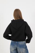 Siyah Şardonlu Fermuarlı Sweatshirt