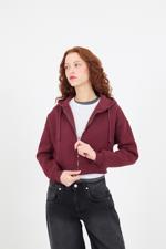 Bordo Şardonlu Fermuarlı Sweatshirt